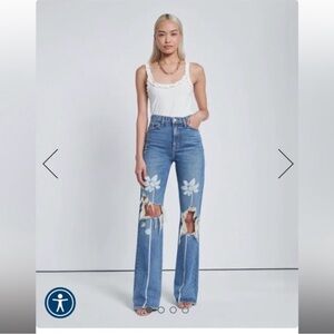 7 For All Mankind Floral Embroidered Blue Jeans